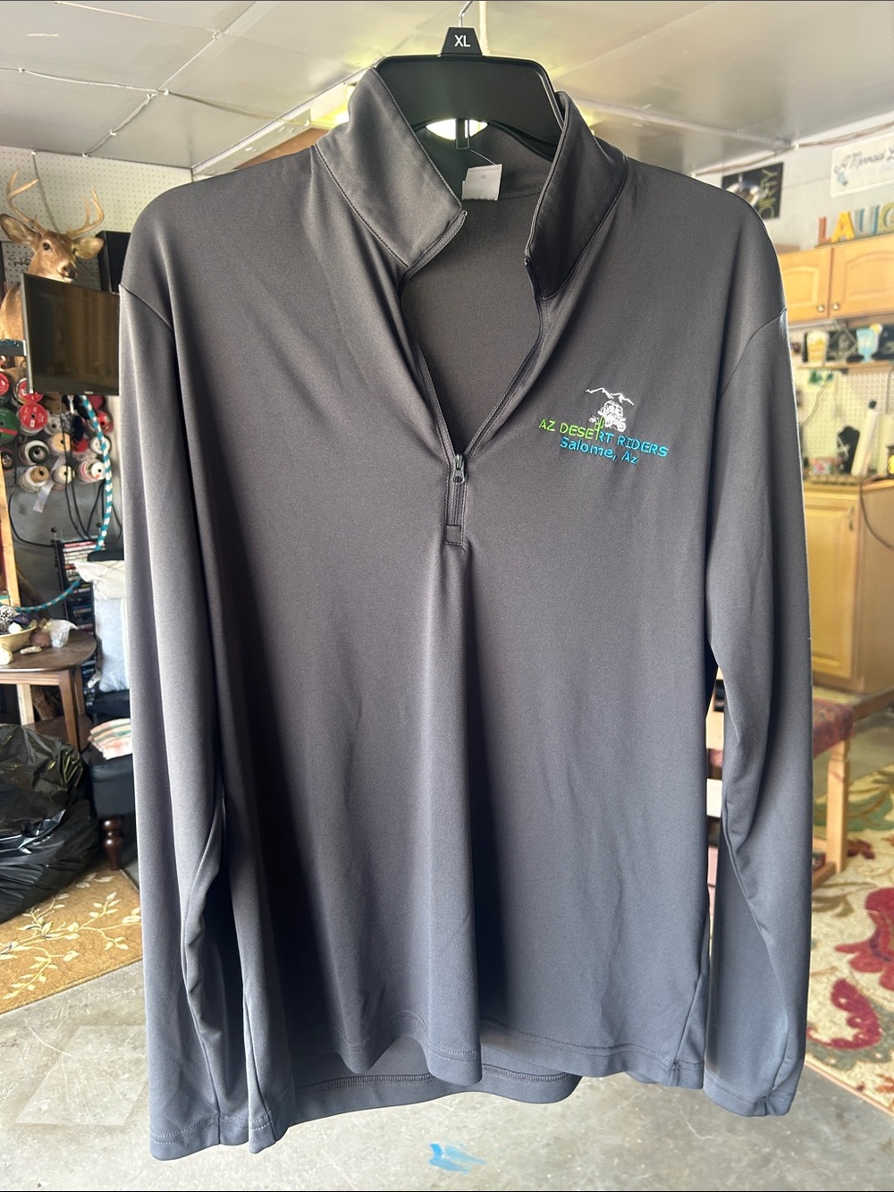 Sport-Tek Black Qtr Zip Long-Sleeve Pullover with AZ Desert Riders Salome Logo